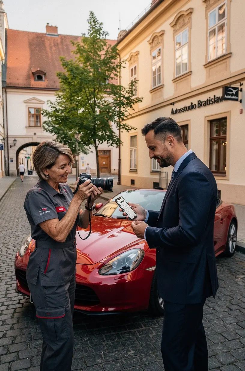 Luxusné vozidlo v dielni pripravené na komplexnú diagnostiku a údržbu so špičkovým vybavením